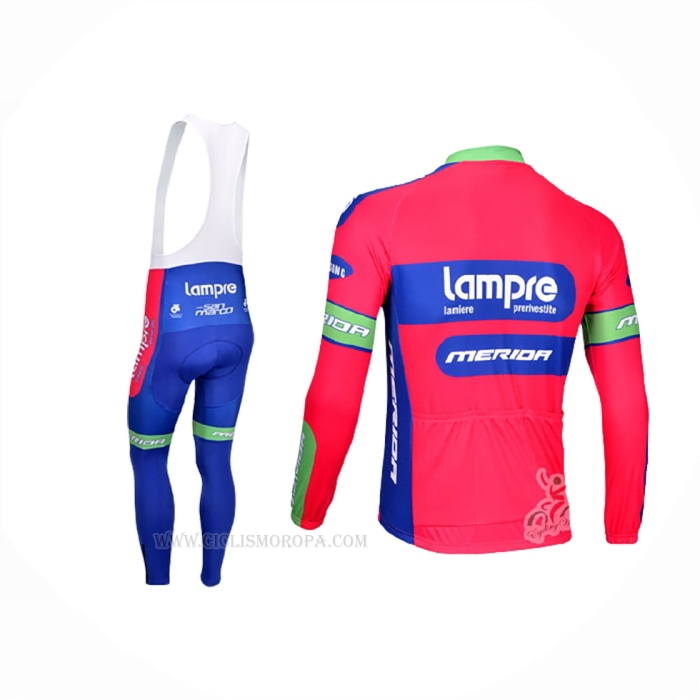 2012 Ropa Ciclismo Lampre Merida Rosa Azur Mangas Largas y Culotte Lunga